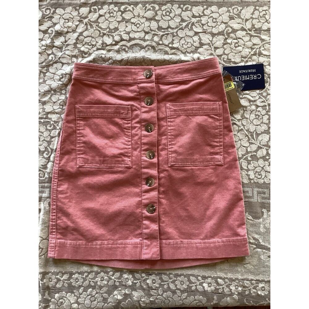 Cremieux Heritage Pink High Rise Button Front Corduroy Mini Skirt Women’s Size 0